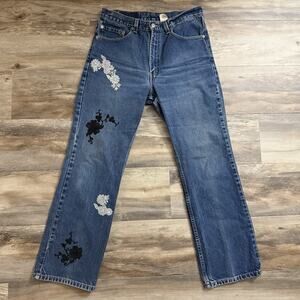 Levi’s 517 Bootcut Jeans 33x30 USA Made Custom Floral Patch Y2K Grunge